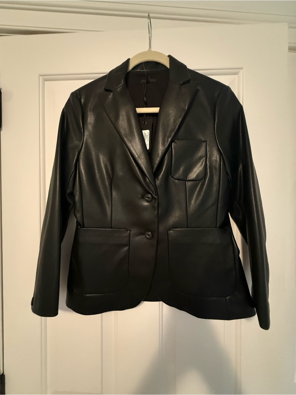 rag & bone Black Faux Leather Blazer Jacket
